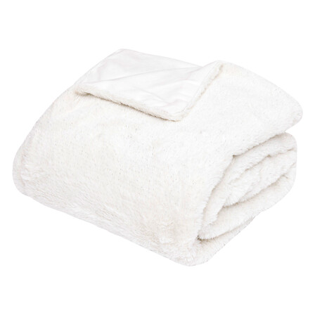 Plaid Fourrure Métallisé Polyester Blanc 130x180 cm Atmosphera