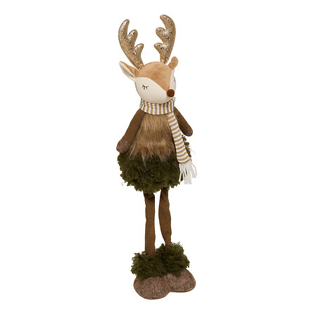 Atmosphera Renne Forêt Noël 56 cm Vert Marron Pailleté