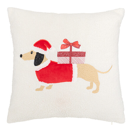 Coussin Atmosphera Teckel Père Noël Crème 40x40 cm