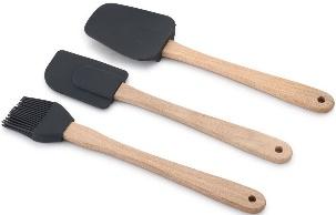 [TS-KT171057BLACK] Maxime Home Set 3 Ustensiles Spatule Pinceau Maryse Silicone Noir Bois