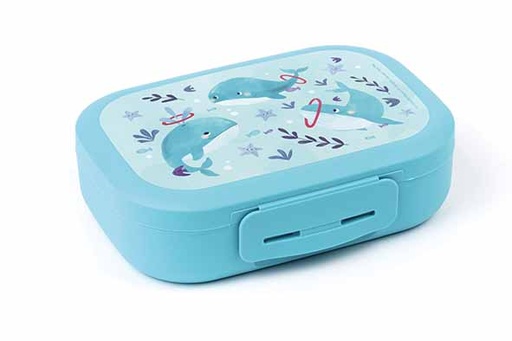 Amuse Boîte à Goûter Moyenne Baleines Bleue à Clip