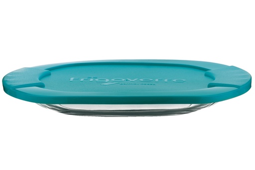 Bormioli Rocco Frigoverre Plat Ovale en Verre avec Couvercle Turquoise 27x19,5 cm