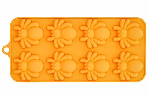 Birkmann Moule Pâtisserie Silicone Halloween 8 Empreintes Araignée Orange