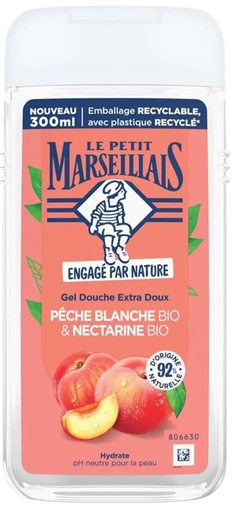 Le Petit Marseillais Gel Douche Extra Doux Pêche Blanche & Nectarine Bio 300ml