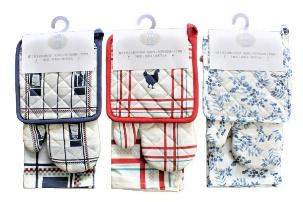 [TS-KITCHEN3] Maxime Home Set Cuisine Coton 3 Pièces - Gant Manique Essuie 3 Décors